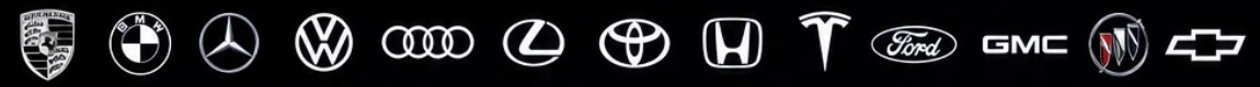 Porsche, BMW, Mercedes-Benz, Volkswagen, Audi, Lexus, Toyota, Honda, Tesla, Ford, GMC, Buick, Chevrolet